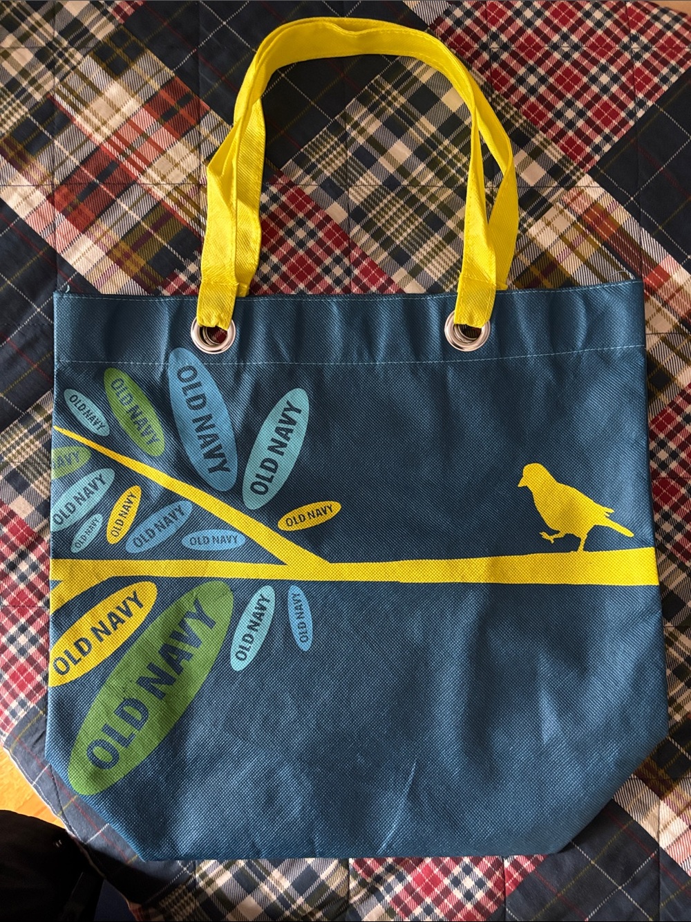 Old Navy Teal Tote with Yellow Accents